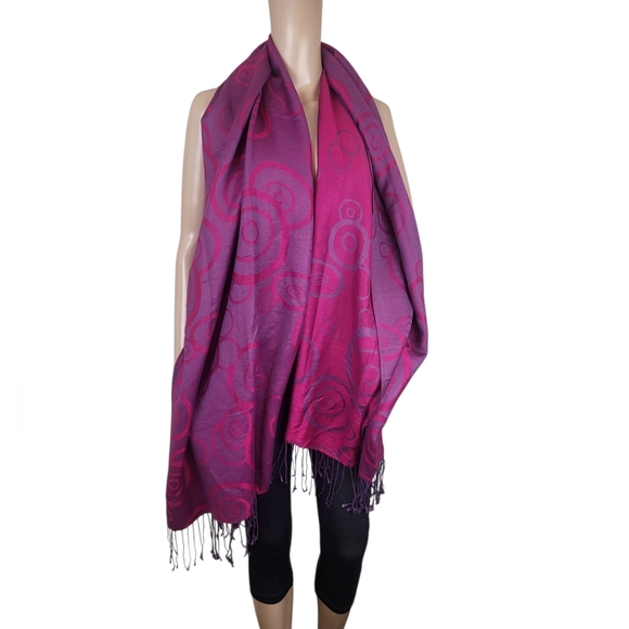 Vibrant Magenta & Purple Swirl Shawl – Boho Chic Statement Piece - Picture 1 of 3